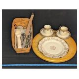 LAZY SUSAN , LONGABERGER BASKET, KITCHEN UTENSILS,