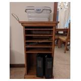 SMALL WOODEN STORAGE CABINET - 18.5" X 12.5" X 32"