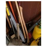 LONG HANDLED YARD TOOLS: RAKES, BROOM, SHOVELS,