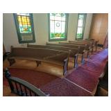(6) Curved Wooden Church Pews of Various Lenths