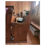 Wooden Church Pew with Ornate Arms - 101" Long