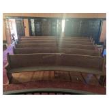 (6) Curved Wooden Church Pews of Same Lengths