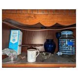 Amber Cake Plate, Blue Glassware,