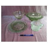 (3) Pcs of Green Depression Glass,