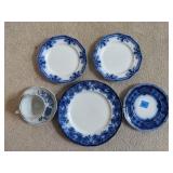 (4) Antique Blue Plates