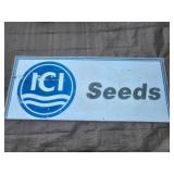 ICI Seeds Sign- Has Dents and Dings 68.5" x 28"