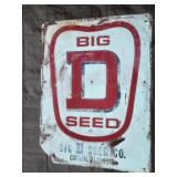 Big D Seeds Sign- Bottom Left Corner is Missing,