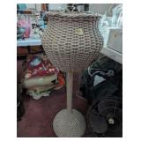 White Wicker Planter with Copper Insert