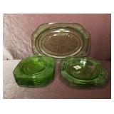 Federal Glass Parrott Pattern Green Depression