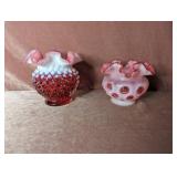 (2) Fenton Cranberry Vases