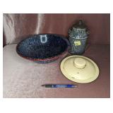 Red Rim Blue Graniteware Bowl,