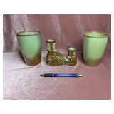 (2) Frankoma Cups & Candle Stick Holder