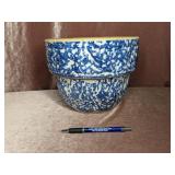 Blue Splatter Heavy Stoneware Crock Planter