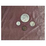 1972 Eisenhower Dollar, 1948 Silver Nickel