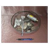 Vintage Metal Fruit Bowl with Utensils -