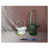 (2) Glass Baskets - White one is Fenton