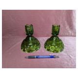 Green Moon & Stars Candlestick Holders