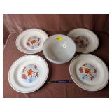 Fire King Mixing Bowl; (4) 1984 Winter Olympic