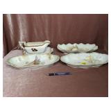 Royal Ironstone China Tea Leaf Gravy Boat;