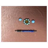 Clip-on Turquoise Earrings & Broach