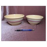 Stoneware Blue & Pink Band Bowls -
