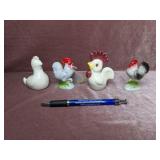 (2) Pairs of Vintage Hen & Rooster Figurines