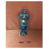 Blue Coin Glass Urn - 12.5"