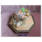 Vintage Baby Toys; Framed Baby Picture; Glass