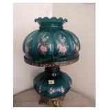 Green Floral Hurricane Lamp - 25"