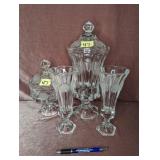 (2) Clear Coin Glass Urns with Lids