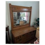 Antique Oak Dresser with Mirror -
