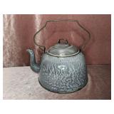 Unusual Gray Graniteware Teapot