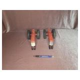 (2) Red & White Metal Tractors