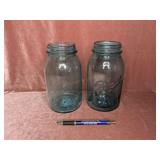 (2) Quart Blue Ball Jars