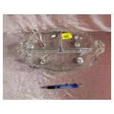 Elegant Glass Footed Relish Tray