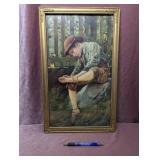 Vintage Framed Boy Picture -