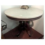 Antique Marble-top Oval Table on Casters