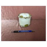 Victorian Decorated Milk Glass Vanity Jar