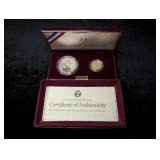 Olympic Coin Proof Set $5 Gold Coin and $1 Dollar