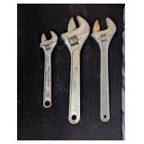 (3) Adjustable Wrenches: 10" J.H. Williams,