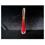 Red Blown Glass Swung Vase - 12"