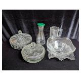(2) Clear Glass Candy Dishes with Lids;