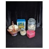 Seashells, Pink Carnival Glass Basket