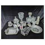 Clear Glass: Goblet, Bowls, Guitar Vase,