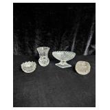 (2) Glass Salters, Tiny Glass Vase