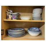 Set of Johnson Bros Willow Blue & White Dishes