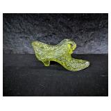 Green Fenton Art Glass Shoe