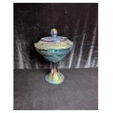 Blue Indiana Glass Berry Compote with Lid