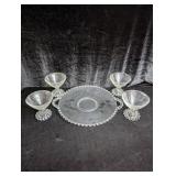 Candlewick Serving Platter & (4) Dessert Cups
