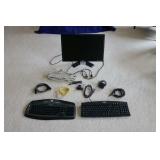 22" DELL MONITOR, (2) KEY BOARDS, POWER STRIP,